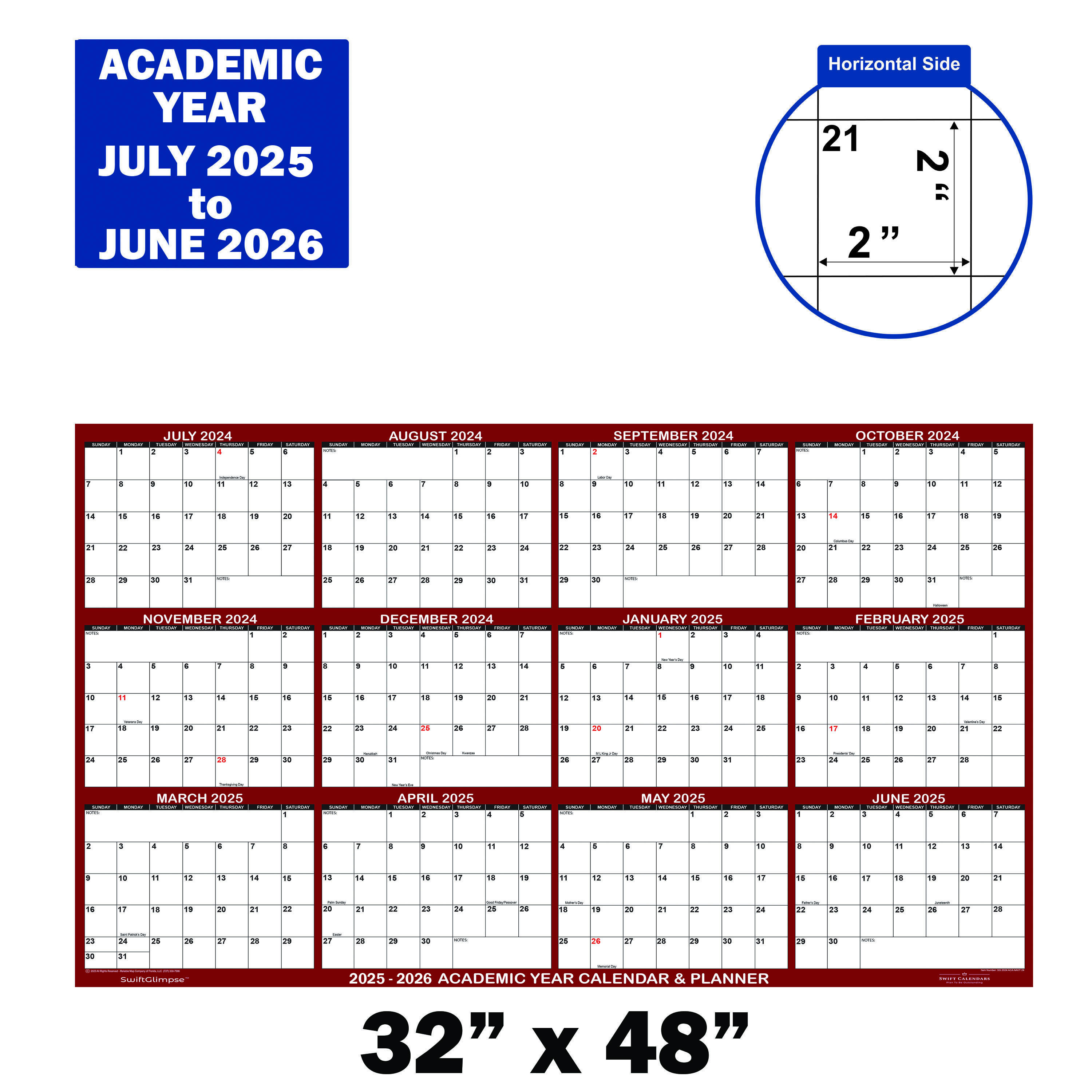 2025 2026 Academic Wall Calendar