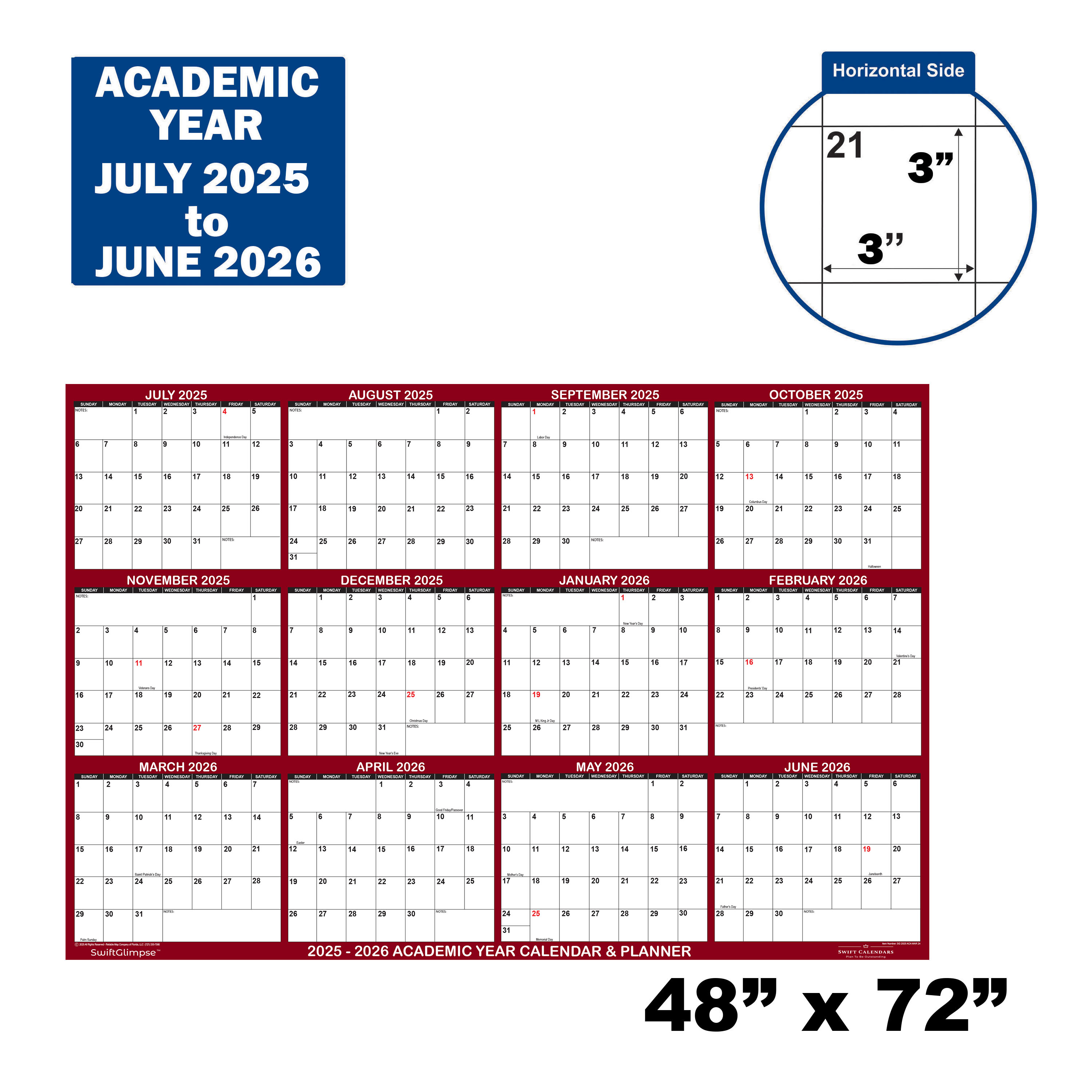 2025 2026 Academic wall Calendar