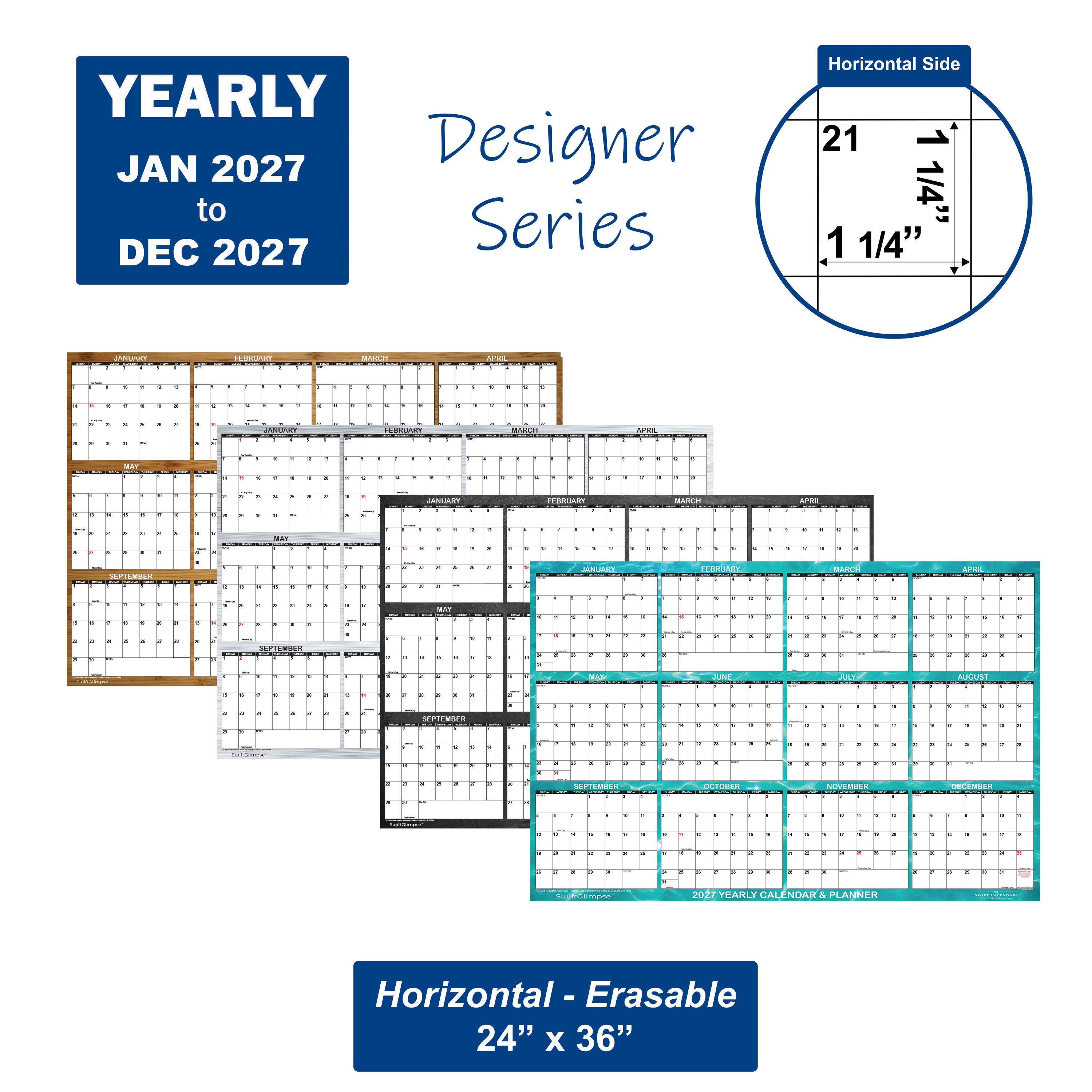 2027 Designer Wall Calendars size specifications